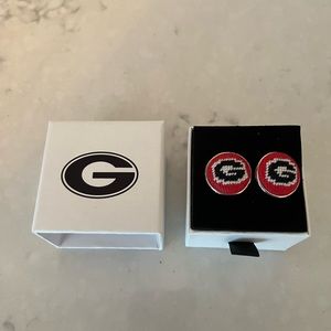 Needlepoint cufflinks - University of Georgia